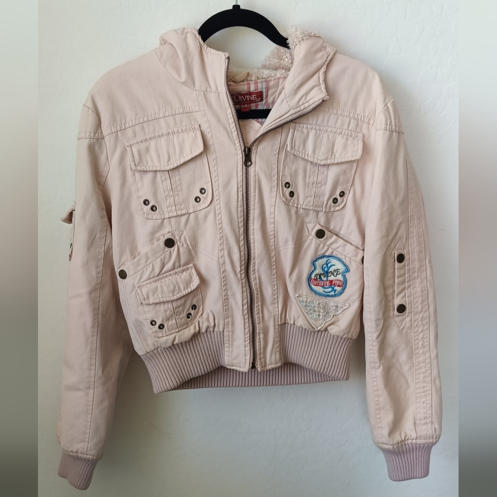 Pink Hooded Jacket with Pockets